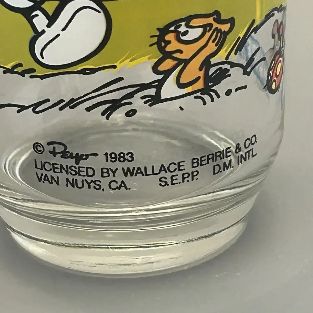 Smurf Clumsy and Harmony Collector Glass/Tumbler 1983 Peyo Vintage 6” Lot of 2